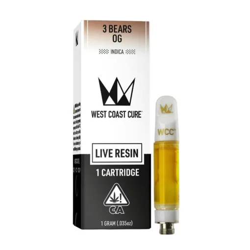 West Coast Cure 1G Live Resin Cartridge | 3 Bears OG | Indica