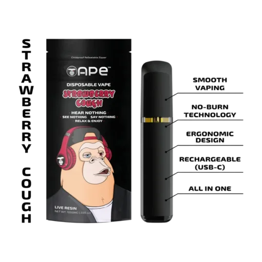 1G Live Resin Disposable | Strawberry Cough | Sativa (THC 91%)